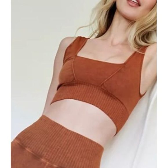 NEW FREE PEOPLE SQUARE NECK GOOD KARMA RUSTY BROWN BRA CROP TOP SZ:XS/S M/L NWOT - Picture 9 of 9